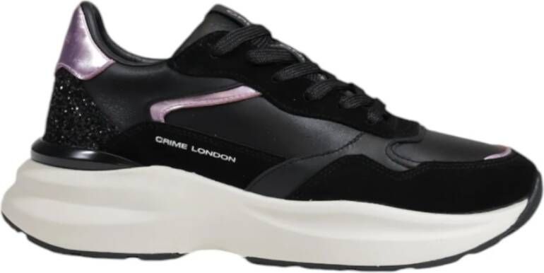 Crime London Zwarte Veterschoenen met Rubberen Zool Black Dames