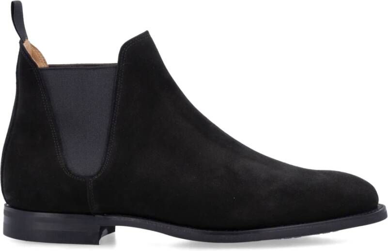 Crockett & Jones Zwarte Chelsea-laarzen met 'V'-elastiek Black Heren