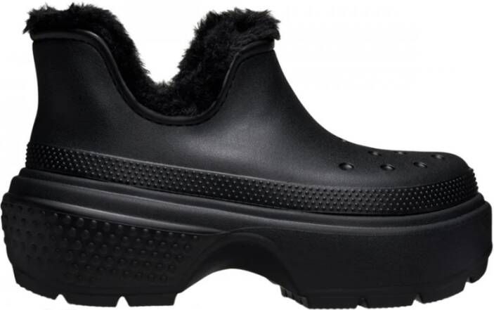 Crocs Zwarte enkellaarsjes met faux-fur voering Black