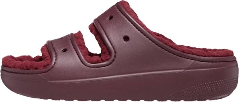 Crocs Gezellig Pluizige Band Klomp Sandaal Red Heren