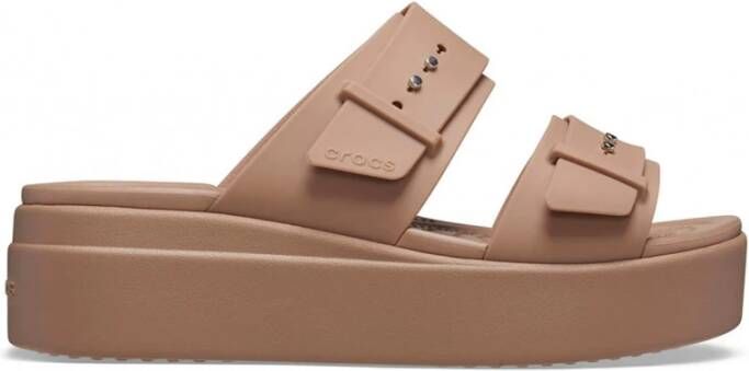 Crocs LiteRide™ Brooklyn Buckle Low Wedge Sandalen Brown Dames