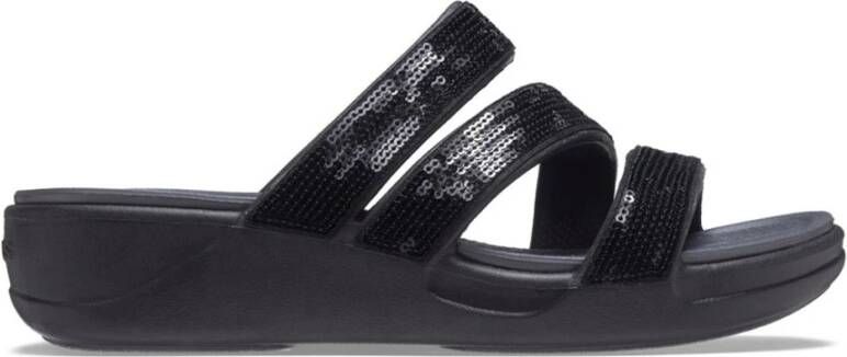 Crocs Paillet Strappy Sleehak Sandaal Black Dames