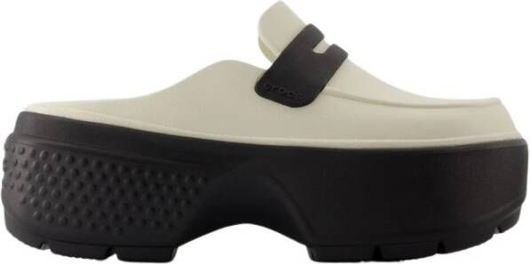 Crocs Stijlvolle Linen Black Slip-On Mules Gray Dames