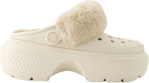 Crocs Stomp Gevoerde Slides Wit White Dames