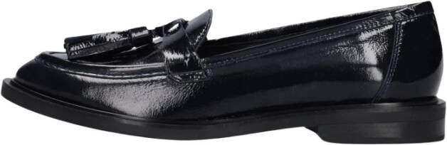 Ctwlk. Blauwe Leren Loafers met Franjes Blue Dames