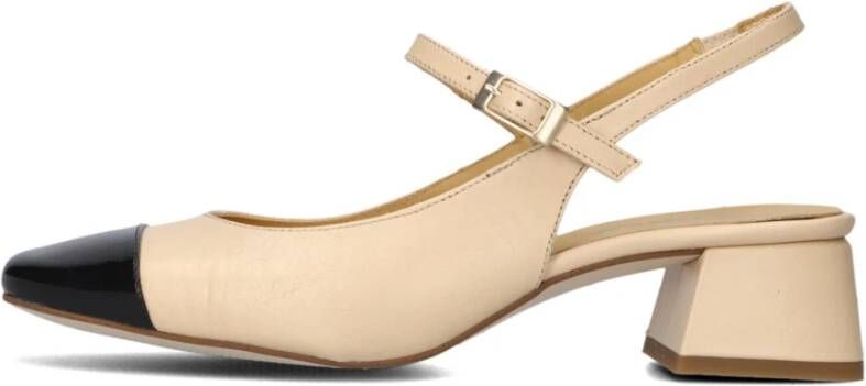 Ctwlk. Elegante Beige Leren Slingback Hakken Beige Dames