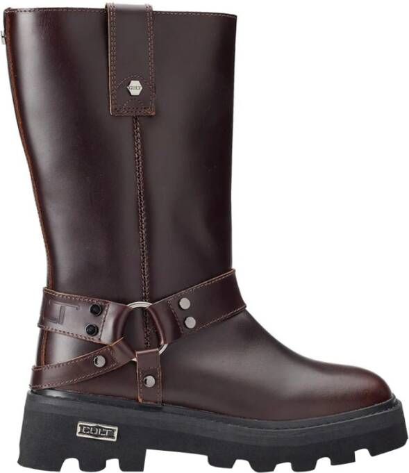 Cult Bikerlaarzen Bruin Leer Enkel Brown Dames