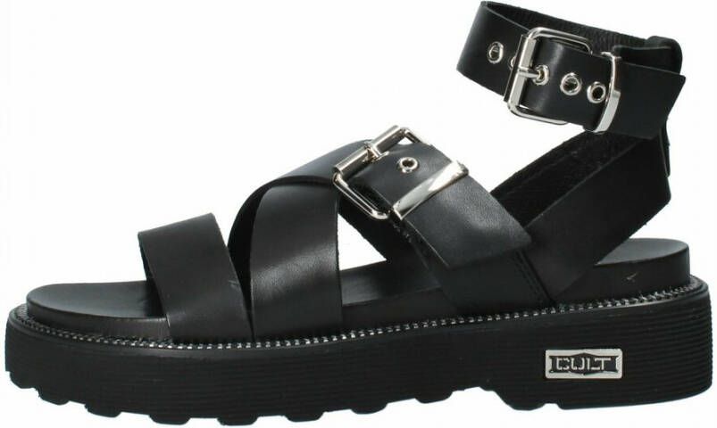 Cult Zwarte Enkelband Sandalen Black Dames