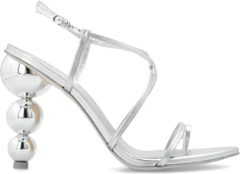 Cult Gaia Robyn leren sandalen met hak Gray Dames