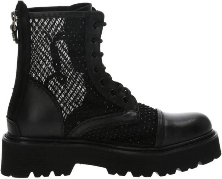 Cult Zwart Mesh + Strass Platte Schoenen Black Dames