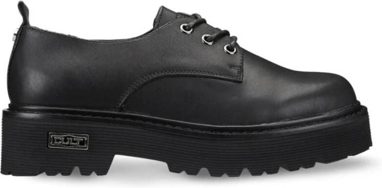 Cult Leren Platte Veterschoenen Black Dames