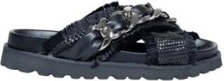 Cult Lente Zomer Sandalen Collectie: Polyurethaan Leer Rubber Hak Black Dames