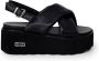 Cult Zwarte Leren Sandalen met Metalen Logo Black Dames - Thumbnail 11