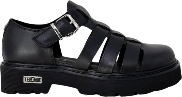 Cult Leren Sandalen met Gesp Strik Sluiting Black Dames