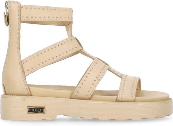 Cult Studded Leren Sandalen Beige Dames