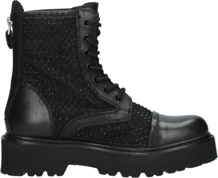 Cult Zwart Mesh + Strass Platte Schoenen Black Dames