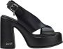 Cult Zwarte Leren Sandalen met Blokhak Black Dames - Thumbnail 3