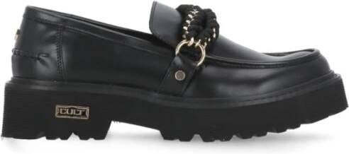 Cult Zwarte Leren Loafers met Kettingmasker Black Dames