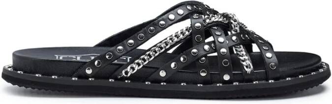 Cult Zwarte Leren Plateau Sandalen Black Dames