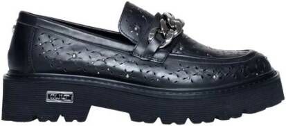 Cult Zwarte Leren Platte Schoenen Lente Zomer Black Dames