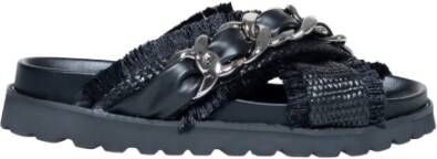 Cult Rafia Lage Hak Sandalen Lente Zomer Collectie Black Dames