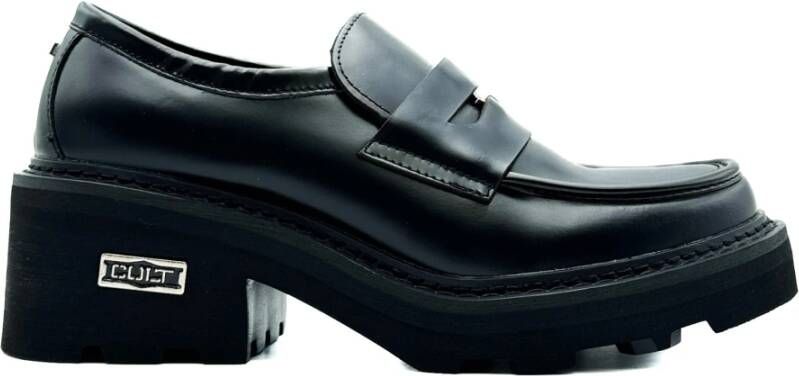 Cult Zwarte Leren Loafers met Metalen Logo Black Dames