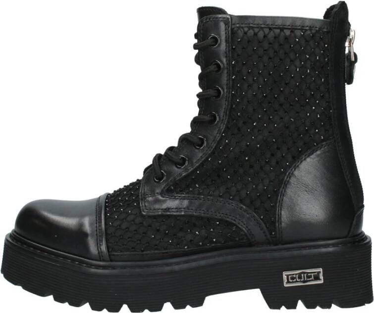 Cult Zwart Mesh + Strass Platte Schoenen Black Dames