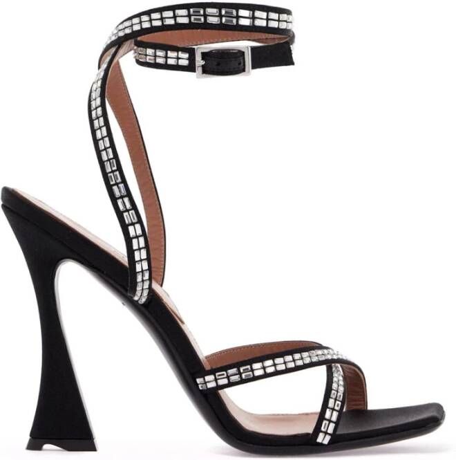 D'Accori Rhinestone Embellished Square Sandals Black Dames