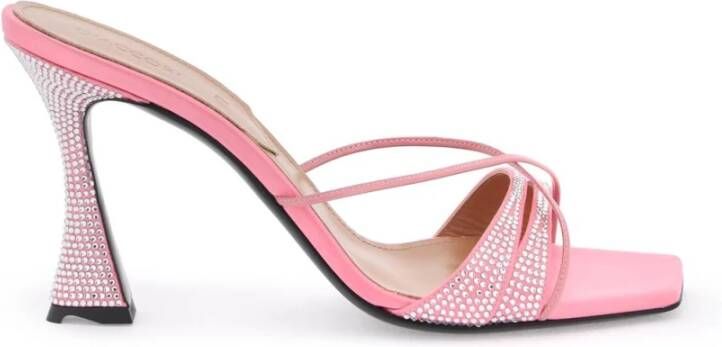 D'Accori Rhinestone Leren Lust Mules Pink Dames