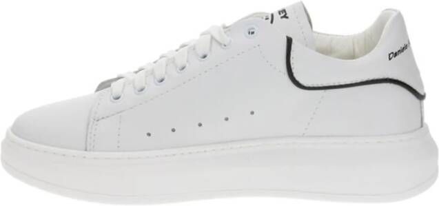 Daniele Alessandrini Witte Leren Sneakers met Hoge Rubberen Zool White Heren