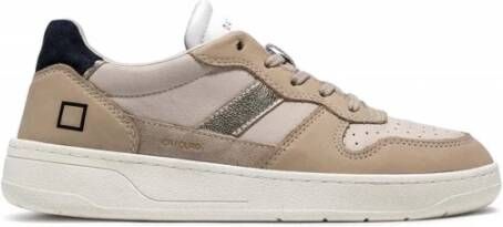 D.a.t.e. Beige Leren Lage Sneakers met Suède Details Beige Dames