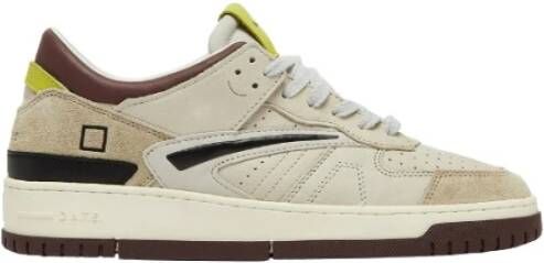 D.a.t.e. Beige Leren Sneakers met Suède Inzetstukken Multicolor Heren