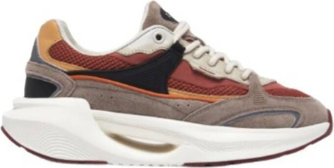 D.a.t.e. Beige Suède Sneakers met Bordeaux Detail Multicolor Dames