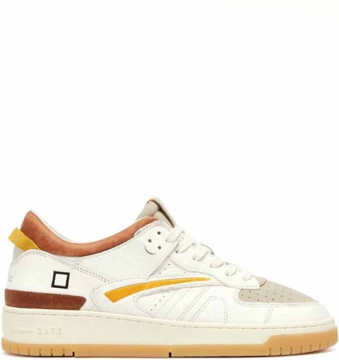 D.a.t.e. Geperforeerde Sneakers met Beige Leren Patch Beige Heren