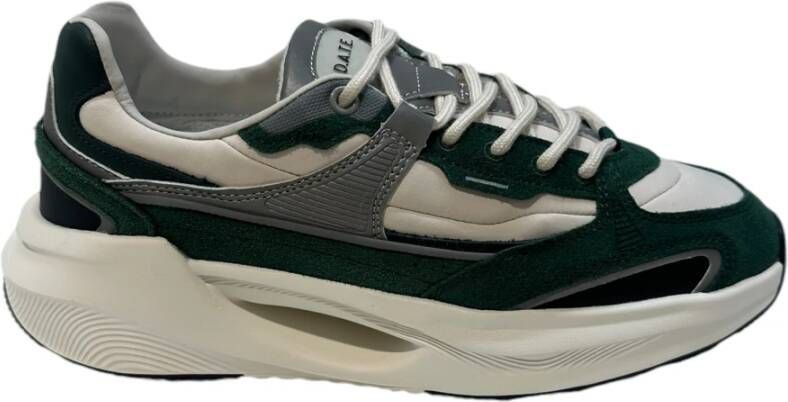 D.a.t.e. Groene suède lage sneakers met wit nylon Multicolor Heren