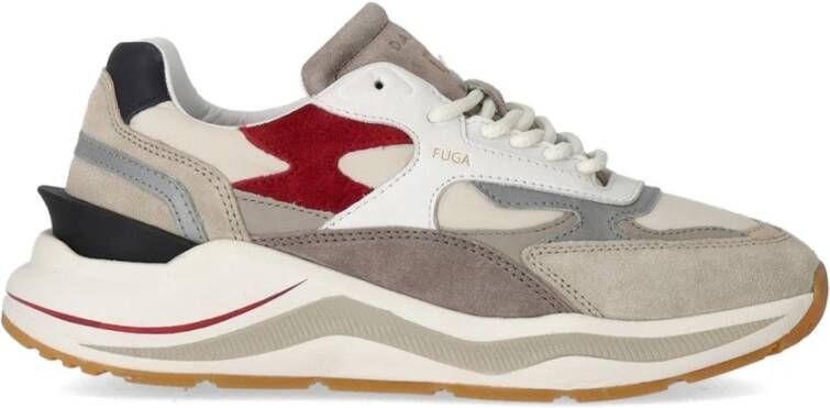 D.a.t.e. Ivoor Sneaker met Bourgondisch Suède Inzetstukken Multicolor Heren