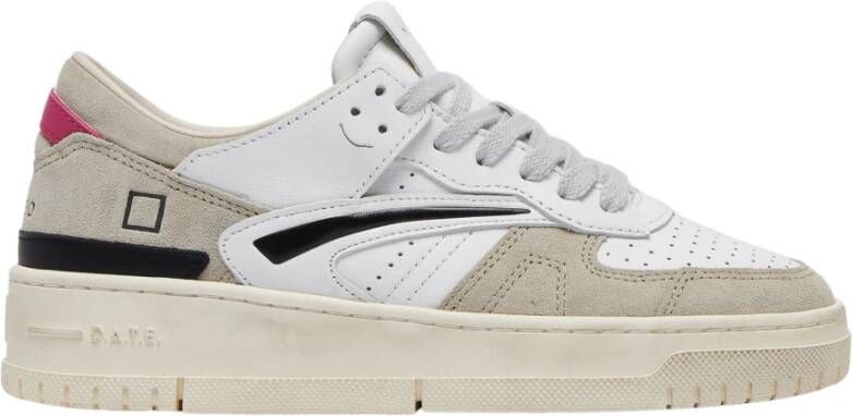 D.a.t.e. Lage leren en suède sneaker White Dames