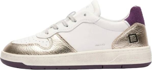 D.a.t.e. Witte en platina sneakers met paars suède White Dames