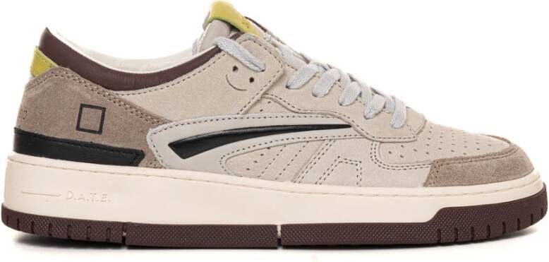 D.a.t.e. Leren sneakers met veters contrastdetails Beige Heren