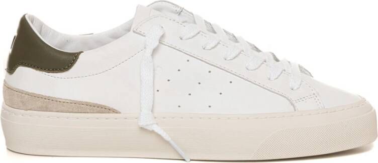 D.a.t.e. Leren sneakers met veters contrasterende hiel White Heren