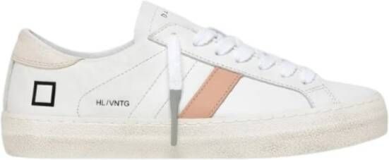 D.a.t.e. Leren Sneakers Ronde Neus Katoenen Veters White Dames