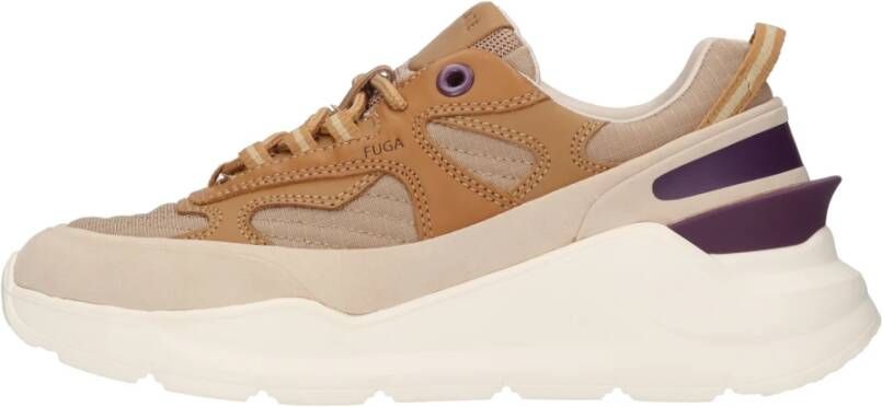 D.a.t.e. Beige Fuga Method Sneaker met Paarse Details Beige Dames