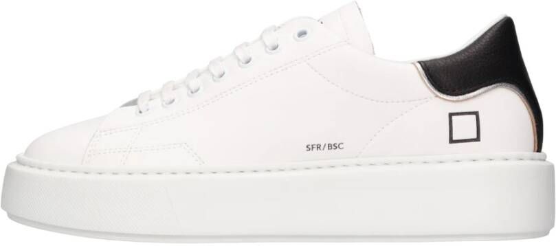 D.a.t.e. Witte Leren Sneakers met Zwarte Hieleninzet White Dames