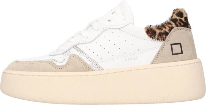 D.a.t.e. Witte Leren Sneakers met Teddy Hiel White Dames