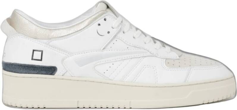 D.a.t.e. Sportieve Beige Leren Sneakers met Rubberen Zool White Dames