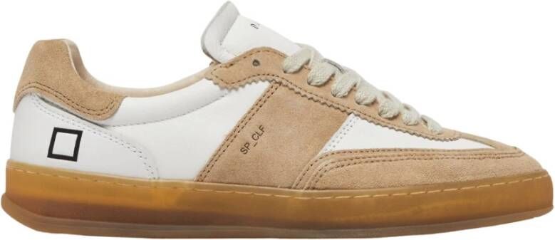 D.a.t.e. Sportieve Leren Sneakers Patchwork Design Beige Dames