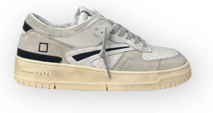 D.a.t.e. Witte Sneakers met Grijze en Blauwe Details White Heren