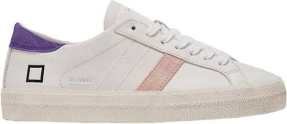 D.a.t.e. Wit-Paarse Sneakers White Dames