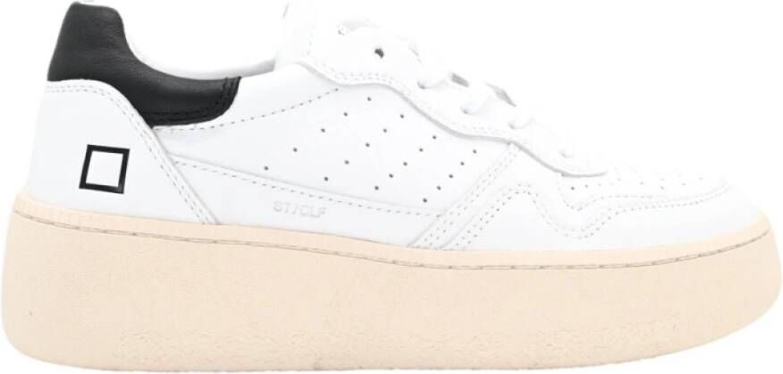 D.a.t.e. Wit Zwarte Sneakers Step Calf White Dames