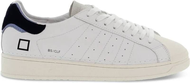 D.a.t.e. Witte-Blauwe Leren Sneakers met Decoratieve Stiksels White Heren